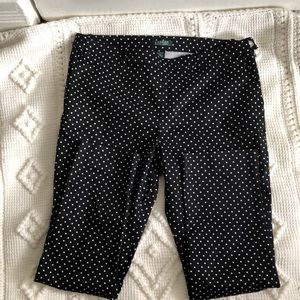 Lauren Ralph Lauren Black White Polka Dot Slim Fit Trouser Pant Size 14